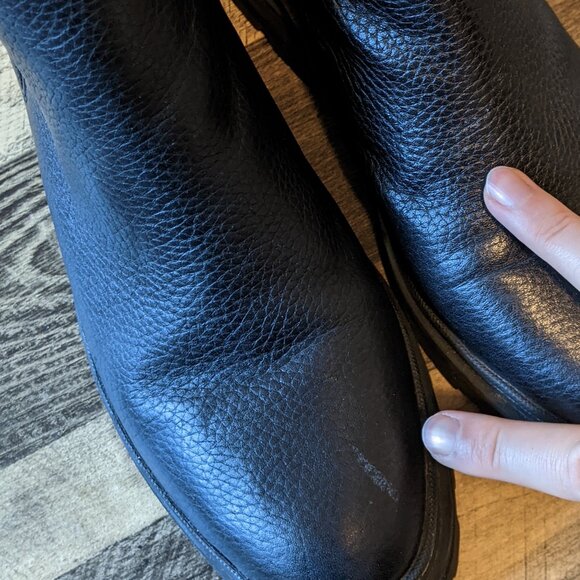 Madewell Mariam Chelsea Boots Pebbled Leather Black Chunky Platform - Picture 2 of 8